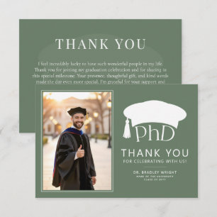 Aangepaste PhD Doctoraat Hoed Doctoraat Diploma Af Bedankkaart