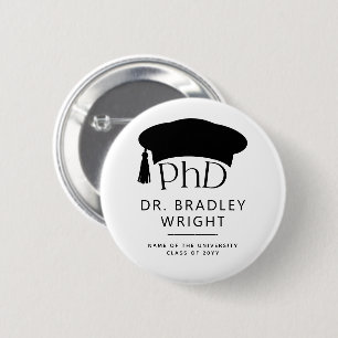 Aangepaste PhD Doctoraat Hoed Doctoraat Diploma Af Ronde Button 5,7 Cm