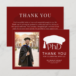 Aangepaste PhD Doctorshoed Doctoraat Afstuderen Bedankkaart