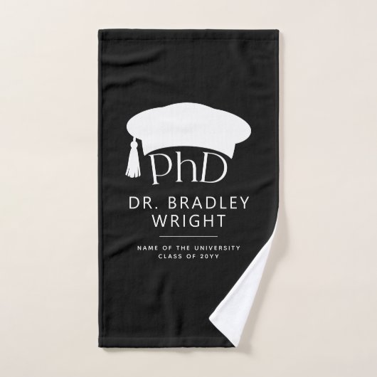 Aangepaste PhD Doctorshoed Doctoraat Afstuderen Handdoek (Handdoek)