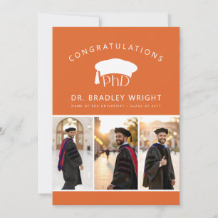 Aangepaste PhD Doctorshoed Doctoraat Afstuderen Kaart