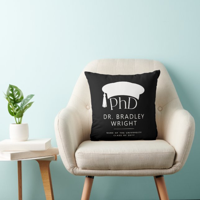 Aangepaste PhD Doctorshoed Doctoraat Afstuderen Kussen (Stoel)