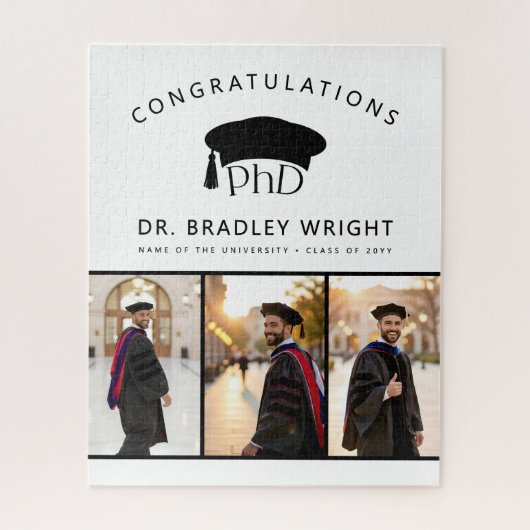 Aangepaste PhD Doctorshoed Doctoraat Afstuderen Legpuzzel (Verticaal)