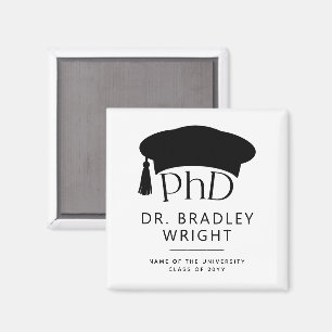 Aangepaste PhD Doctorshoed Doctoraat Afstuderen Magneet