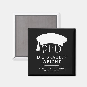 Aangepaste PhD Doctorshoed Doctoraat Afstuderen Magneet