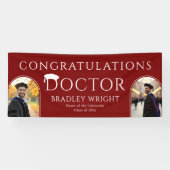 Aangepaste PhD Doctorshoed Doctoraat Afstuderen Spandoek (Horizontaal)