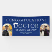 Aangepaste PhD Doctorshoed Doctoraat Afstuderen Spandoek (Horizontaal)