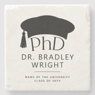 Aangepaste PhD Doctorshoed Doctoraat Afstuderen Stenen Onderzetter