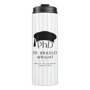 Aangepaste PhD Doctorshoed Doctoraat Afstuderen Thermosbeker