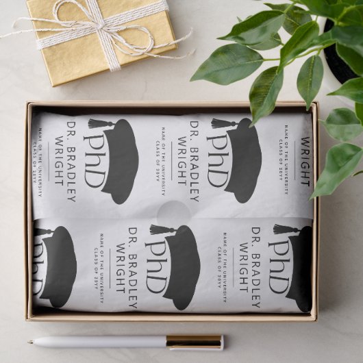Aangepaste PhD Doctorshoed Doctoraat Afstuderen Tissuepapier (Geschenk)