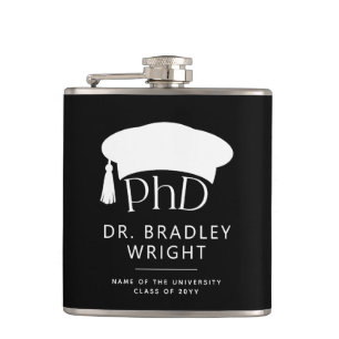 Aangepaste PhD Doctorshoed Doctoraat Diploma Afstu Heupfles