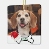 Aangepaste Photo Cute Dog Bone met Santa Hat Keramisch Ornament (Links)