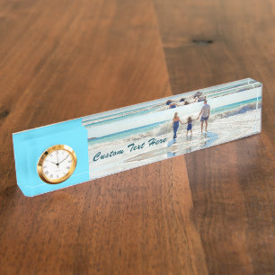 Aangepaste Photo Desk Bord met uw foto's en tekst Naambordje