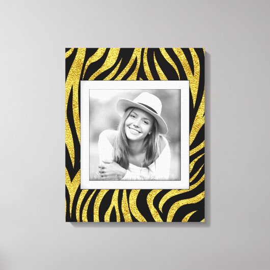 Aangepaste Photo Gold-Zebra Canvas Afdruk (Voorkant)