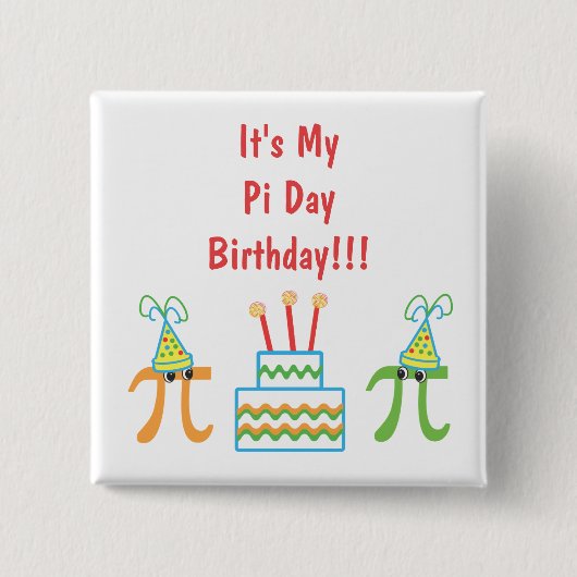 Aangepaste PI-dag verjaardag Vierkante Button 5,1 Cm (Voorkant)