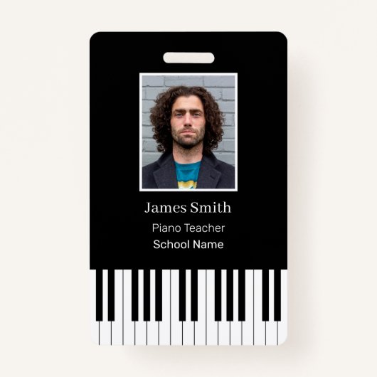 Aangepaste Piano Leraar Naam ID Badge (Voorkant)
