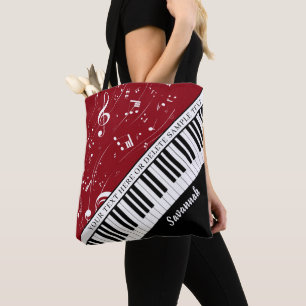 Aangepaste Piano Muzieknoten Script Naam Zwart Roo Draagtas