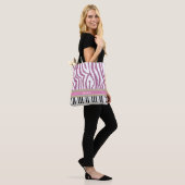 Aangepaste piano-toetsen Roze Glitter Zebra Afdruk Draagtas (Op model)