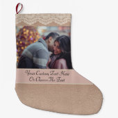 Aangepaste Pic/Text Dusty Roos Gold Girly  kant Grote Kerstsok (Voorkant)