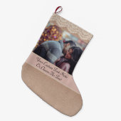 Aangepaste Pic/Text Dusty Roos Gold Girly  kant Grote Kerstsok (Voorkant (Hangend))