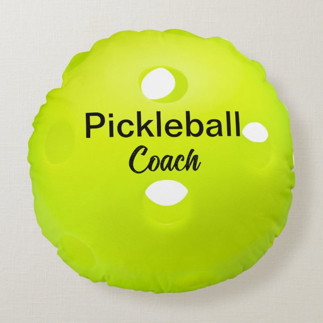 Aangepaste Pickleball Coach Keepsake Rond Kussen (Voorkant)