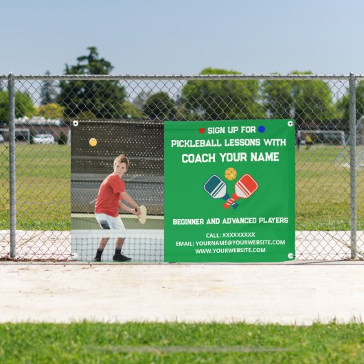 Aangepaste Pickleball Coaching Class Lessen Groen Spandoek (Insitu)
