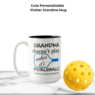 Aangepaste Pickleball Oma Grappige Moderne Typogra Tweekleurige Koffiemok