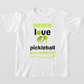 aangepaste Pickleball Peace and Love green-tekst T-shirt (Laagn)