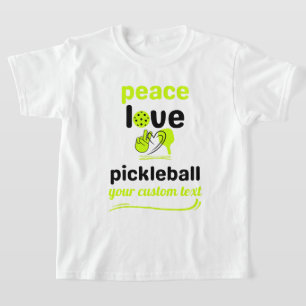 aangepaste Pickleball Peace and Love green-tekst T-shirt