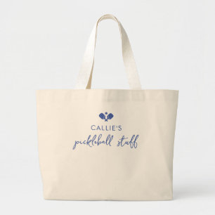 Aangepaste Pickleball Player Grote Tote Bag