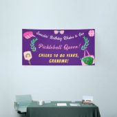 Aangepaste Pickleball Queen verjaardagsbanner Spandoek (Beurs)