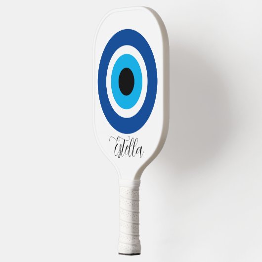 Aangepaste pickleball racket met Evil Eye logo (Links)