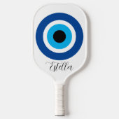 Aangepaste pickleball racket met Evil Eye logo (Voorkant)