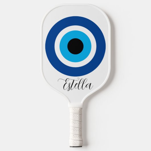Aangepaste pickleball racket met Evil Eye logo (Voorkant)