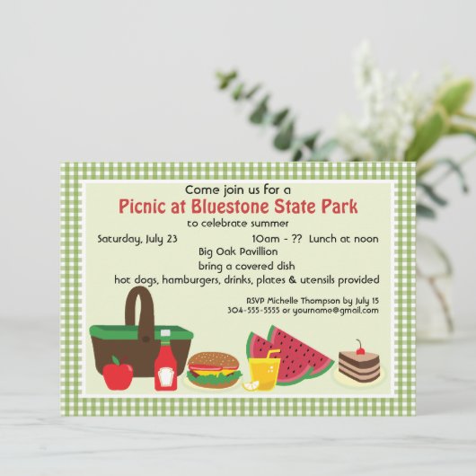 Aangepaste picknick in het Park Kaart (Staand voorkant)