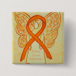 Aangepaste pincode voor nierkanker engel vierkante button 5,1 cm