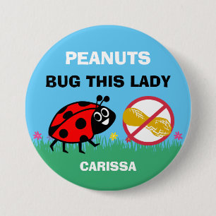 Aangepaste pinda Allergy Alert Ladybug Ronde Button 7,6 Cm