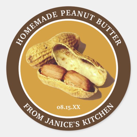 Aangepaste pindakaas voedselpot ronde sticker (Voorkant)