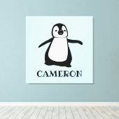 Aangepaste pinguillillustratie Baby-kamermuurschil Canvas Afdruk (Insitu (Houten vloer))