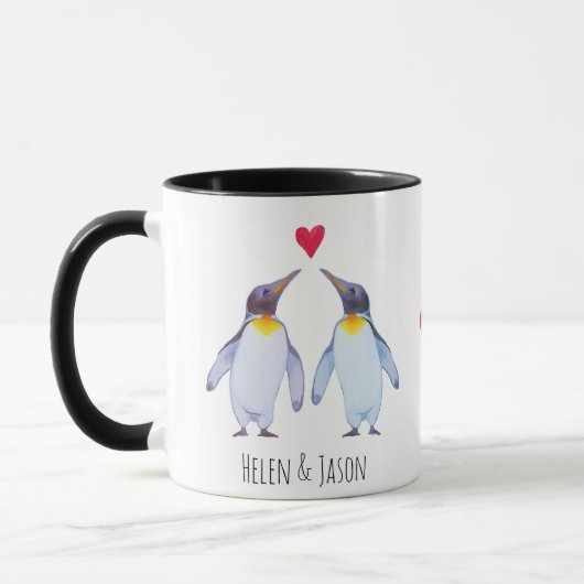 Aangepaste pinguïn Couple Names Aangepast Mug Mok (Links)