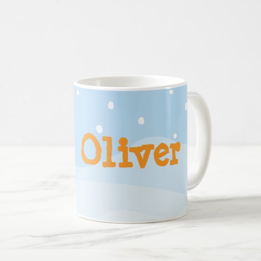 Aangepaste pinguïn-mok met sneeuwachtergrond koffiemok (Voorkant rechts)