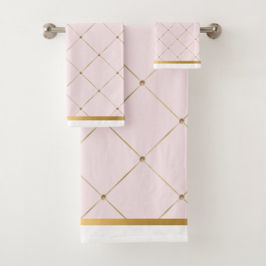 AANGEPASTE PINK GOLD ELEGANT BATHROOM TOWEL SET BAD HANDDOEK (Insitu)