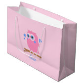 Aangepaste PInk Owl Gift Bag Groot Cadeauzakje (Voorkant Gekanteld)