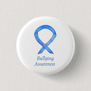 Aangepaste pins voor bulkbewustzijn Blauw lint Ronde Button 3,2 Cm