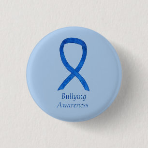 Aangepaste pins voor bulkbewustzijn Blauw lint Ronde Button 3,2 Cm