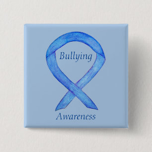 Aangepaste pins voor bulkbewustzijn Blauw lint Vierkante Button 5,1 Cm