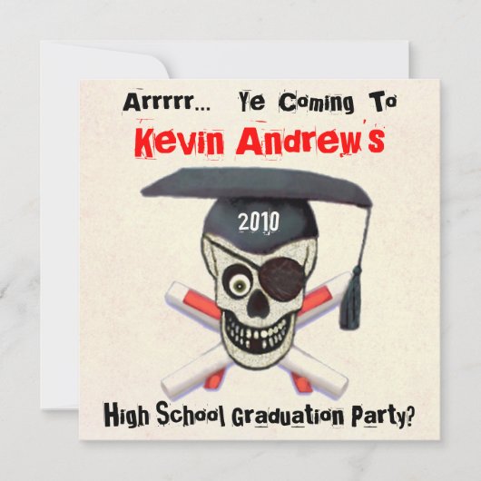 Aangepaste Pirate Afstuderen Graduation Party Invi Kaart (Voorkant)