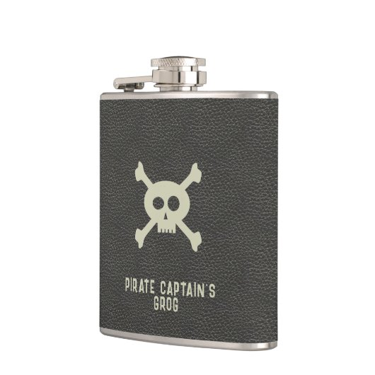 Aangepaste Pirate Captain Naam Black Flask Heupfles (Links)
