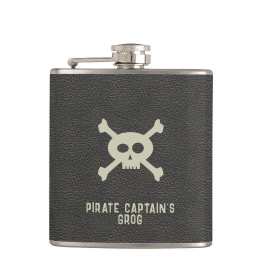 Aangepaste Pirate Captain Naam Black Flask Heupfles (Voorkant)