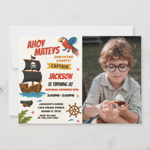 Aangepaste Pirate Verjaardag Uitnodiging met foto
